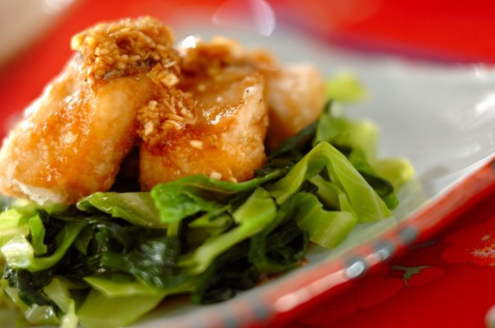 サワラのから揚げ香味ダレ