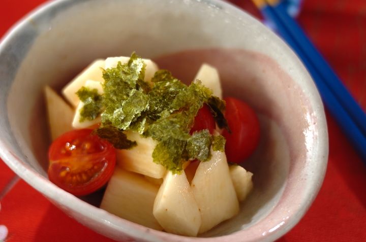 長芋とトマトのワサビ和え