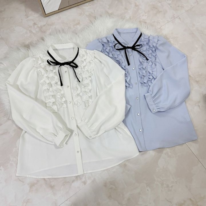 しまむらのリボンフリルブラウス（AZU）