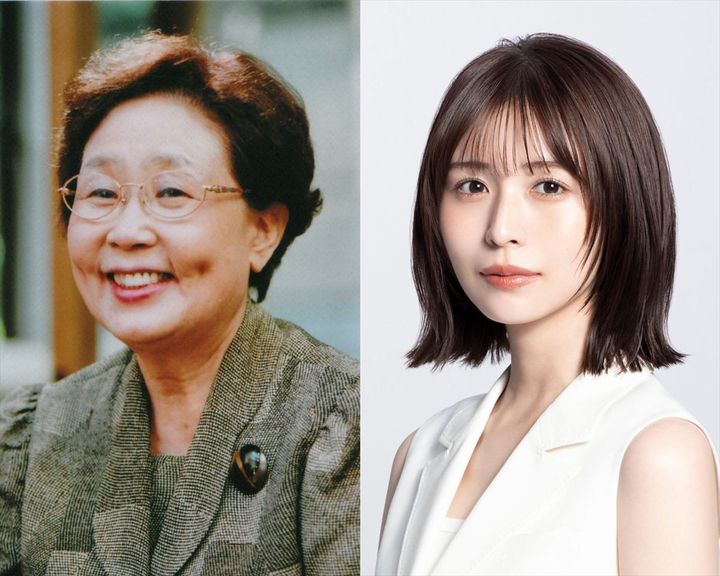 海老名香葉子追善公演『東京の空』（左から）海老名香葉子さん、出演する長濱ねる width=