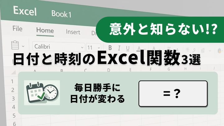 【Excel時短】「今日の日付」を毎日打ち直すのは時間の無駄？自動で更新される神関数3選【脱手入力】