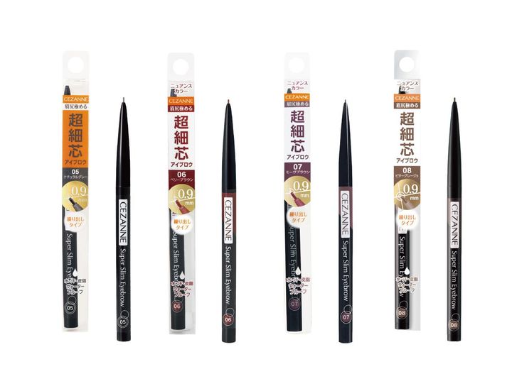 画像: （左から）セザンヌ 超細芯アイブロウ 05 ナチュラルグレー、同 06 ベリーブラウン、同 07 モーヴブラウン、同 08 ビターグレージュ 各￥550（編集部調べ）／セザンヌ（セザンヌ化粧品） 出典：www.cezanne.co.jp