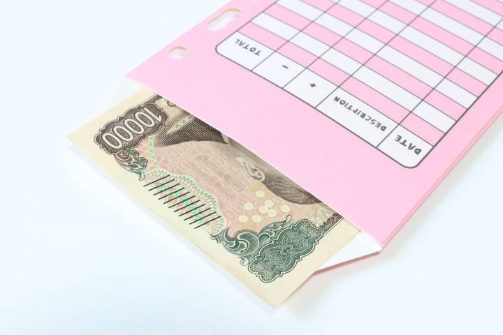 ダイソーの現金管理用封筒（バインダーサイズ、カラー、6枚）にお札を入れる