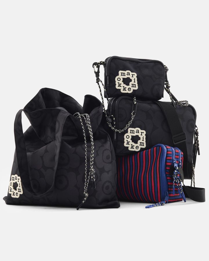 画像: （左から時計まわりに）Metka Mini Unikko トートバッグ ￥14,300、Iloisa Mini Unikko クロスボディバッグ ￥20,900、Kavari Mini Unikko ショルダーバッグ ￥26,400、Kavari Piccolo ショルダーバッグ ￥26,400／すべてマリメッコ 出典：www.marimekko.jp