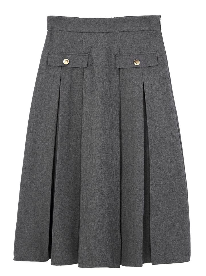 MIS CH MASCH／ダブルエーの、ボタン付きダブルポケットのプリーツスカート