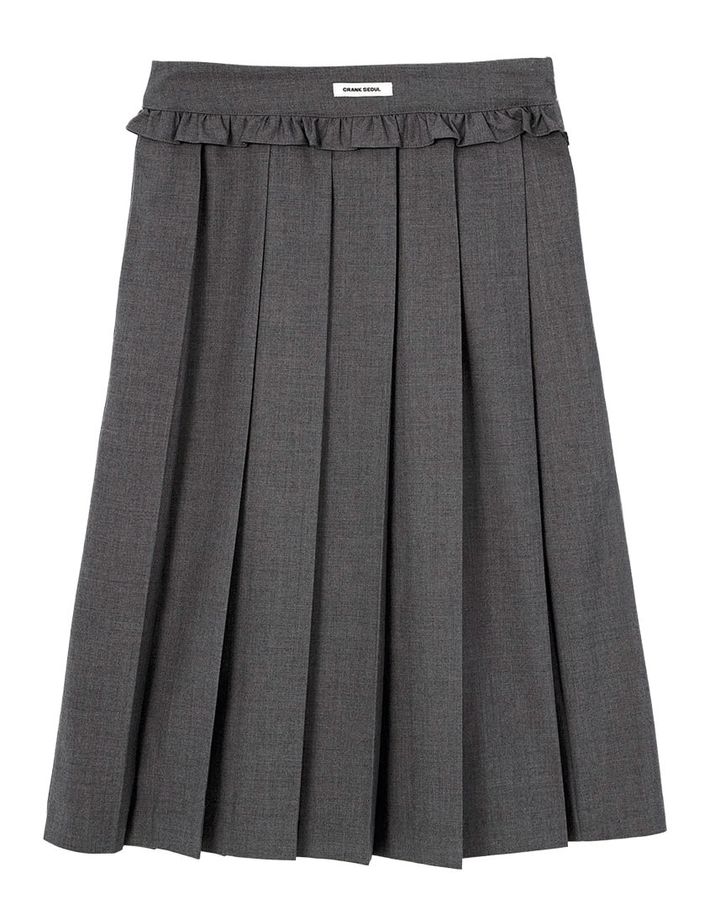 CRANK／H ANA SHOWROOMの、ウエストフリルデザインのプリーツスカート