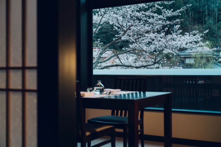 桜を望める食事処