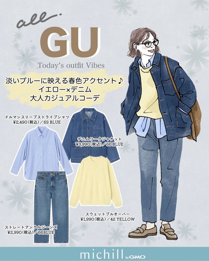 2026上下GU春色デニムコーデ