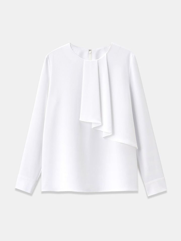 PLSTのUVカットアシンメトリーフリルブラウス