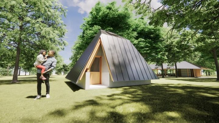 竪穴住居をモチーフにしたキャビン「火ノ庵（ひのいおり）」外観イメージ