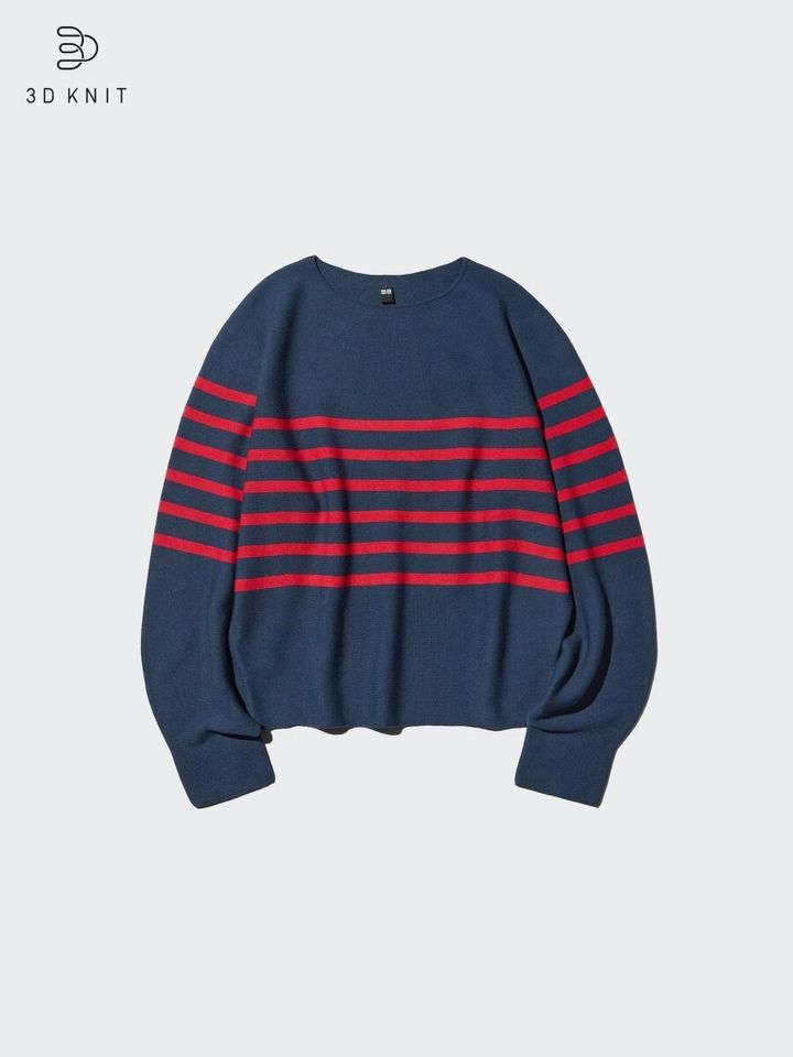 2026春ユニクロ大人女性おすすめ3Dコットンクルーネックボリュームスリーブセーター