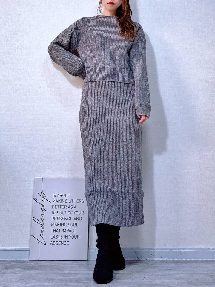 cocaラメニットセットアップ グレー