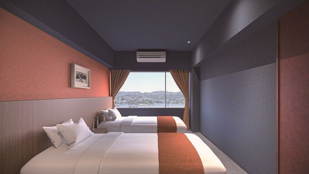 「和色」をテーマにした客室デザイン。ベッド派にうれしい和洋室タイプ