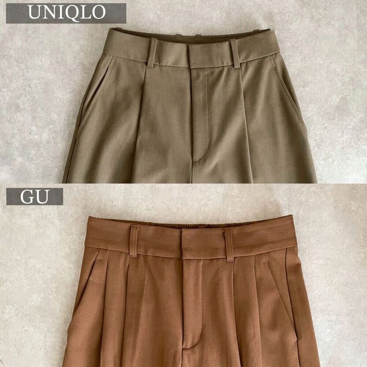 ユニクロGUタックワイドパンツ タック比較