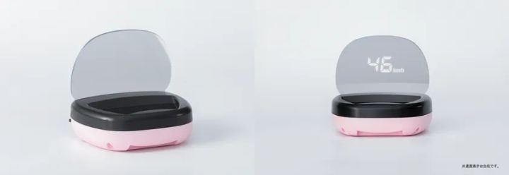 さくらピンクのLumieHUD本体を角度違いで示した商品ビジュアル