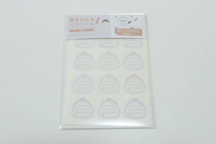 セリアの書き込めるシール ログ お金 72片のパッケージ