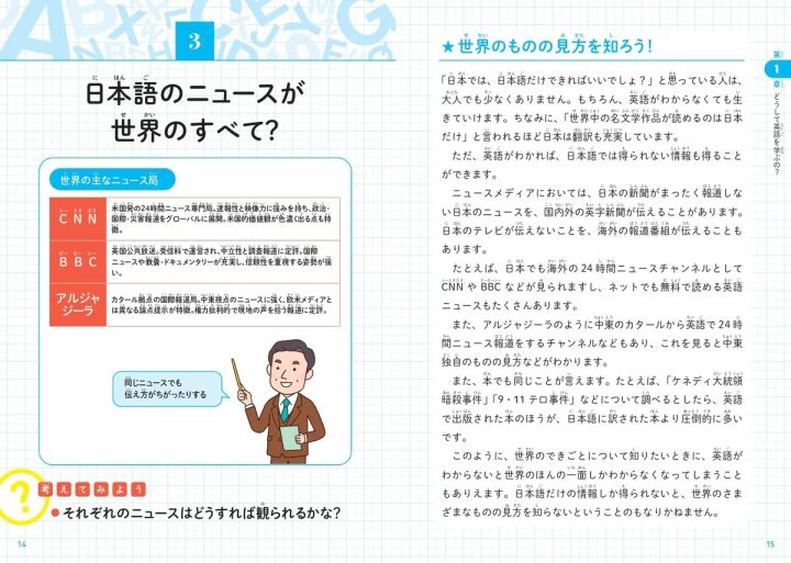 世界のニュース比較を扱う見開きページ