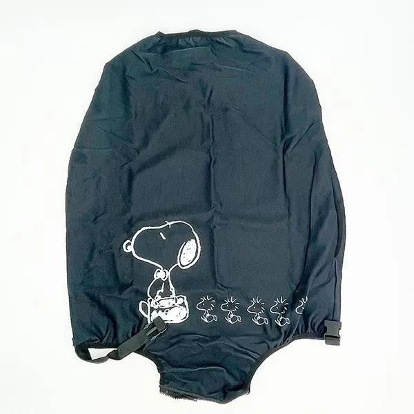 スヌーピーとウッドストックの線画入りブラックスーツケースカバー
