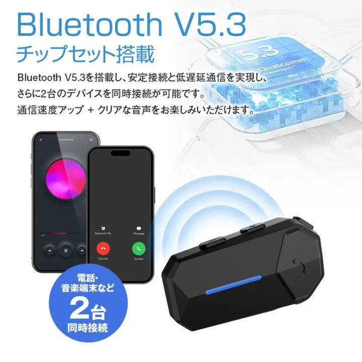 Bluetooth5.3と2台同時接続を示す製品ビジュアル