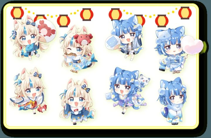 提灯モチーフのミニキャライラスト集合ビジュアル