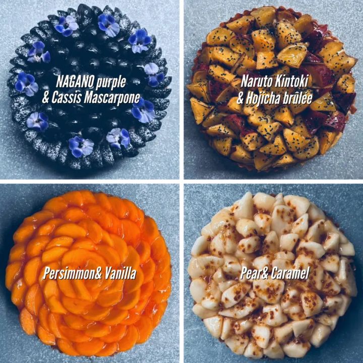 4種の円形タルトを上から見せたビジュアル