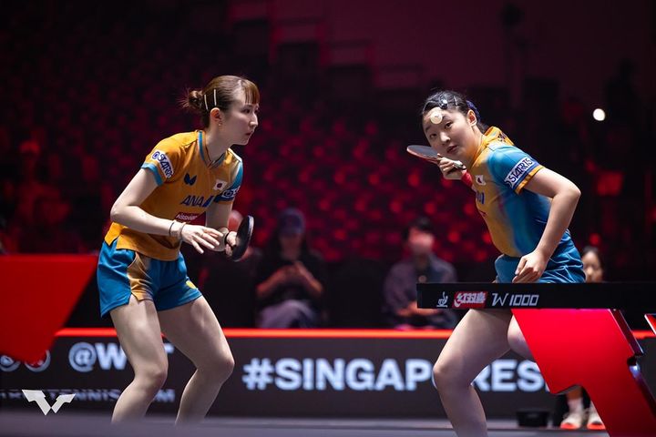 早田ひな、張本美和（C）WTT