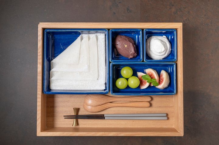 発酵あんと甘酒ホイップの求肥大福御膳1200円