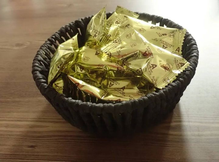 DAISO(ダイソー)：手編みFSCペーパー小物収納(ラウンド)