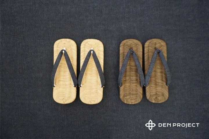 本畳表ラバーソール草履 茶綿デニム坪通鼻緒