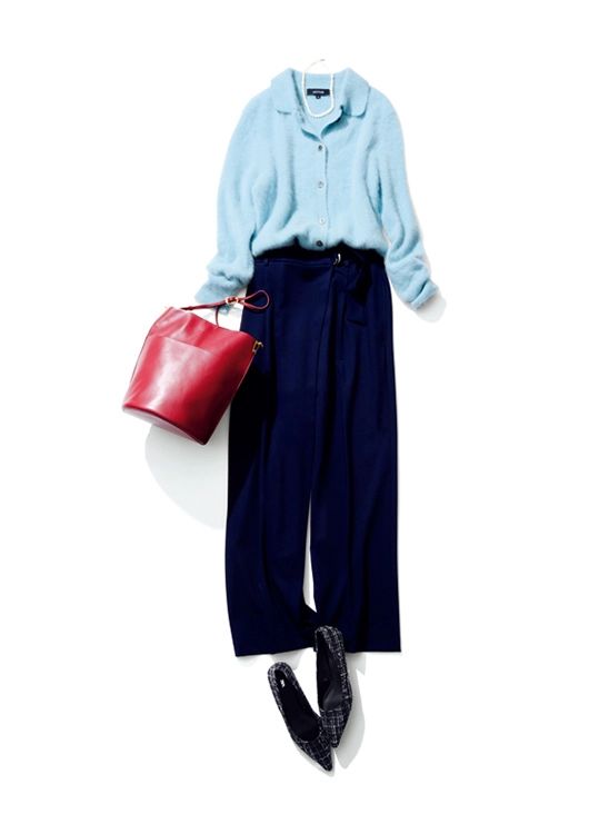 【毎日コーデ】カラーニットは引き続きトレンドの襟付きで今っぽく