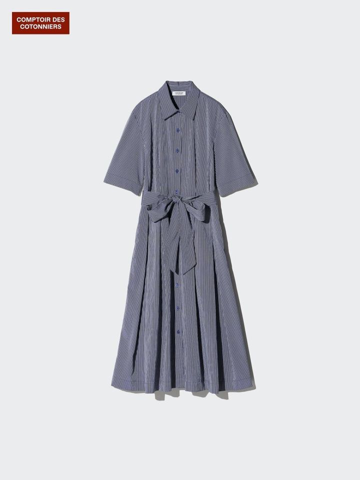 2026春ユニクロ新作女性おすすめストライプシャツワンピース