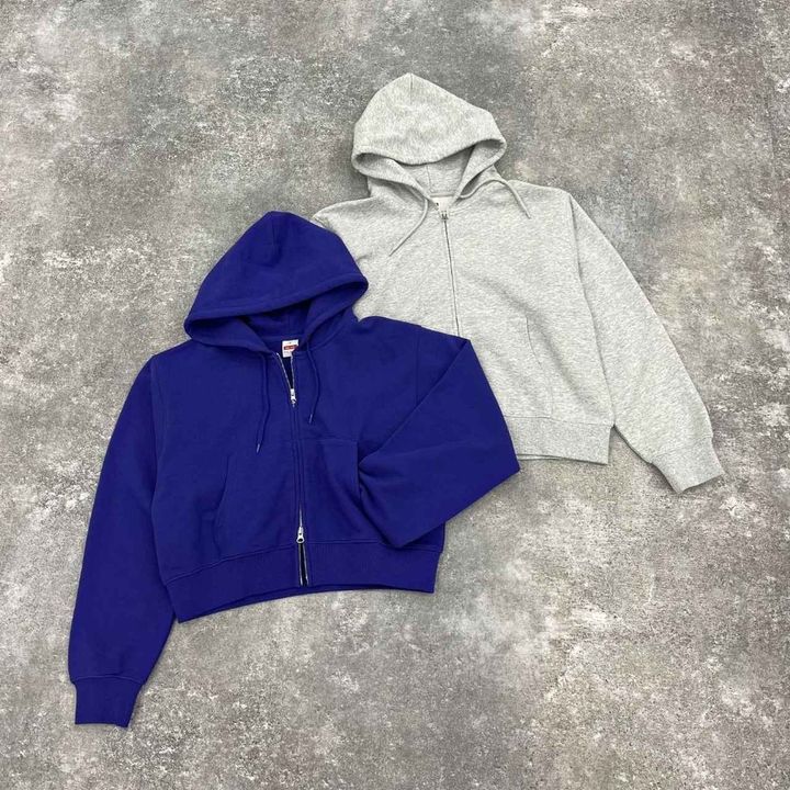 画像: カンガルーポケ ダブルジップパーカー（パープル/ライトグレー）各￥7,000 出典：ニコアンド