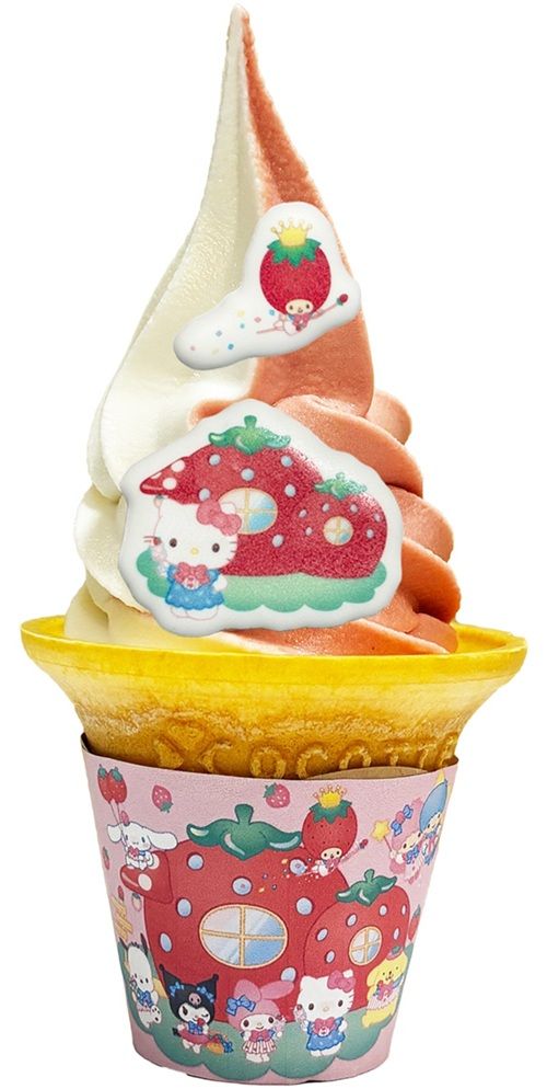 HELLO KITTYのこんがりやき「いちごのお家 ソフトクリーム」