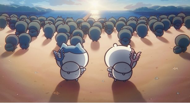 愛用のさすまたを持ち、冒険に向かう直前の凛々しいちいかわとハチワレ [c]ナガノ / 2026「映画ちいかわ」製作委員会