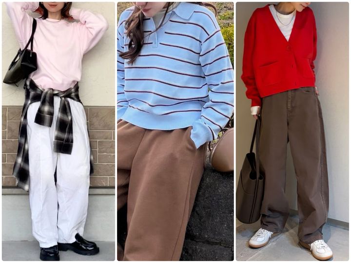 「ユニクロ」のきれい色ニットでつくる「春の大人カジュアルコーデ」を3点ご紹介します。※画像出典：WEAR