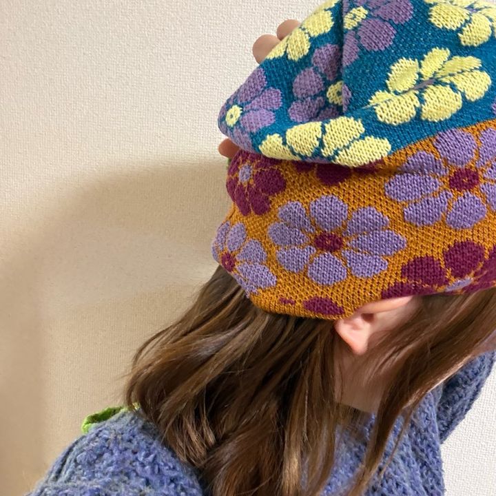 CA4LA花柄ニットキャップFlowers3