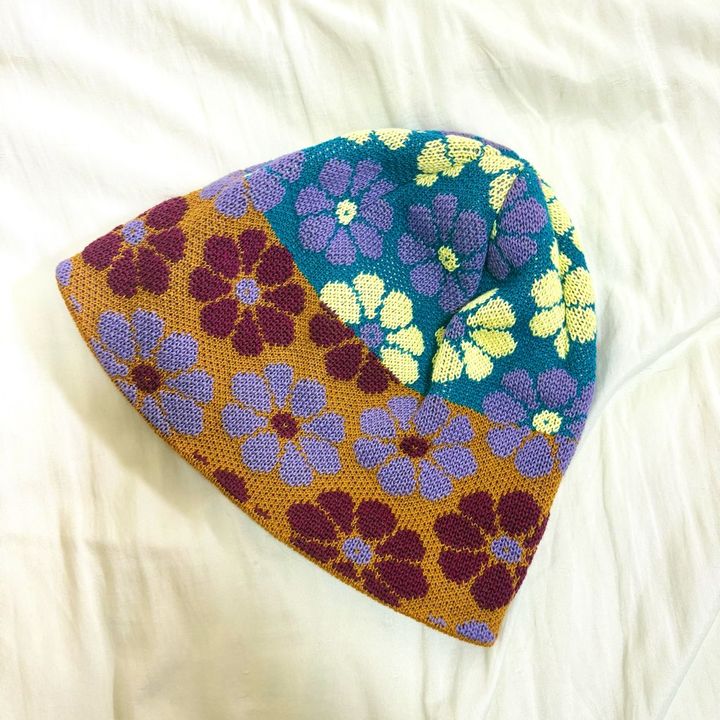CA4LA花柄ニット帽Flowers3