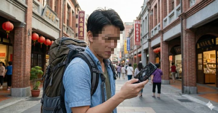 散策中に落下し、画面が割れて操作不能になったスマートフォン