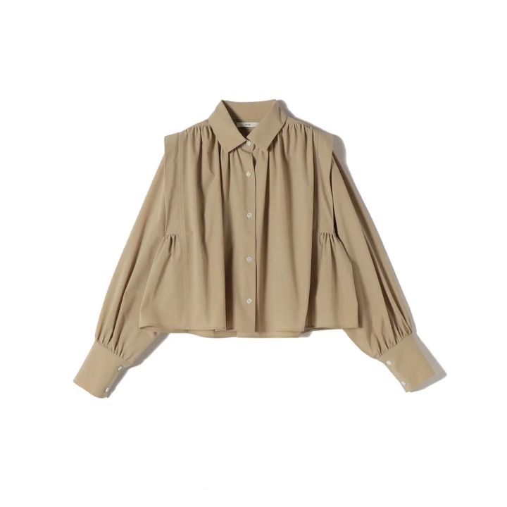 TEXBRIDギャザーブラウス ベージュ