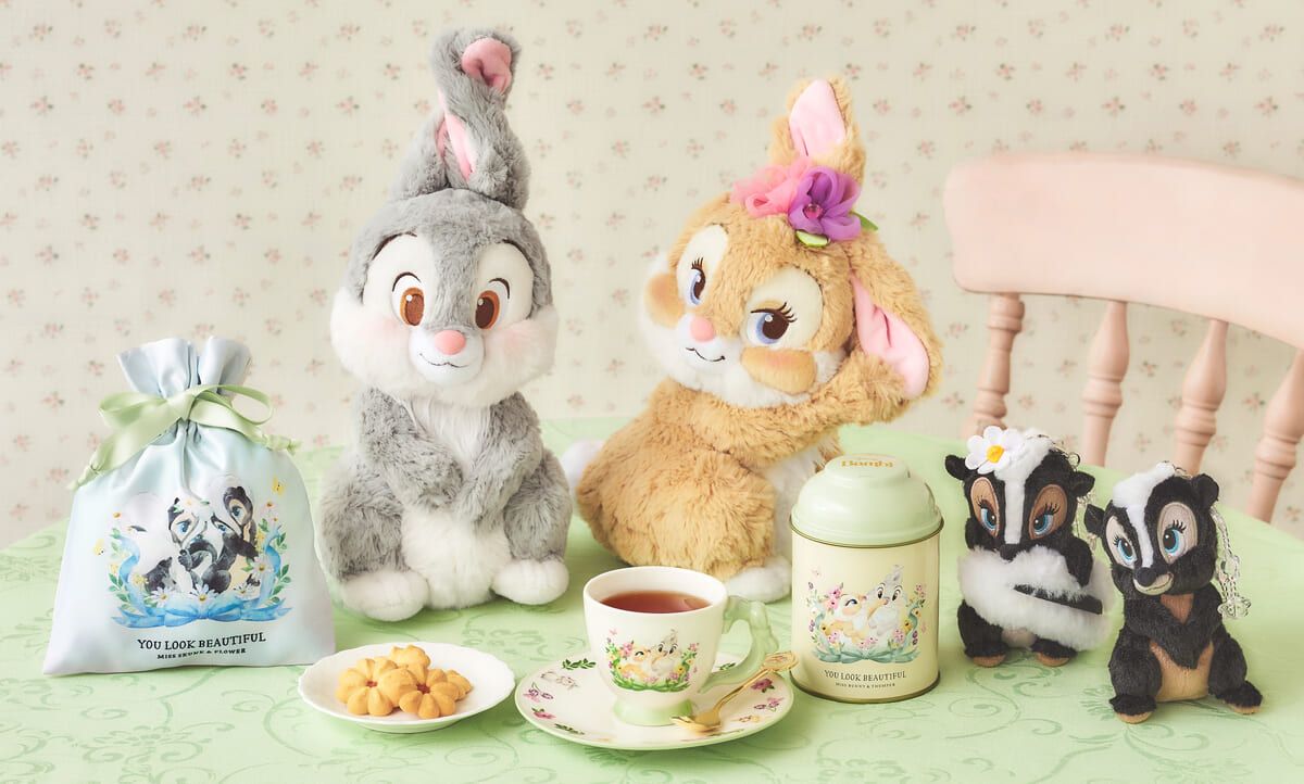 キュージョン　ディズニー　バンビ　ミス・バニー　トンスケ　フラワー　根付け 恋の初々しさやときめきが詰まったとんすけ＆ミス・バニー！ディズニー