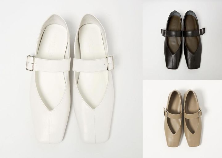 画像: センターシームメリージェーン フラット20（オフホワイト/ブラック/モカ）各¥24,200（すべてオデット エ オディール）