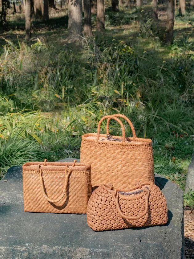 山葡萄蔓かごバッグ3種のサイズと編み方の違い