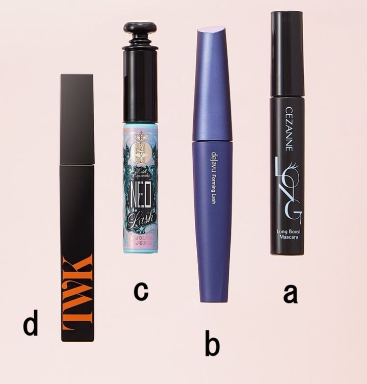 ロングブーストマスカラ 01 ¥693／セザンヌ化粧品【2/2発売】、デジャヴュ フォルミングラッシュ グロウブラック ¥1,760／イミュ【3/3発売】、マジョリカ マジョルカ ラッシュエキスパンダー ネオラッシュ BK909 ¥1,760／資生堂【2/21発売】、TWKシンピュアブ【3/5発売】