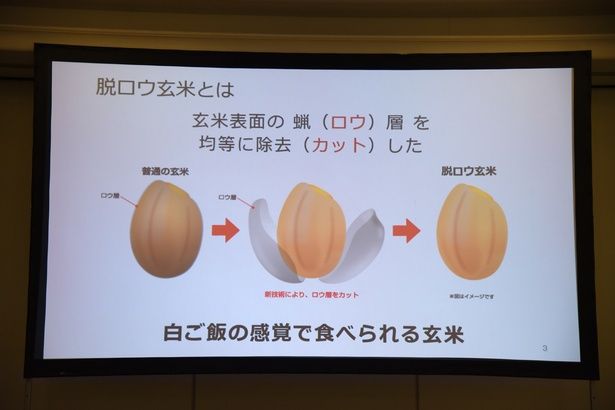脱ロウ玄米の概要を紹介 撮影：ソムタム田井