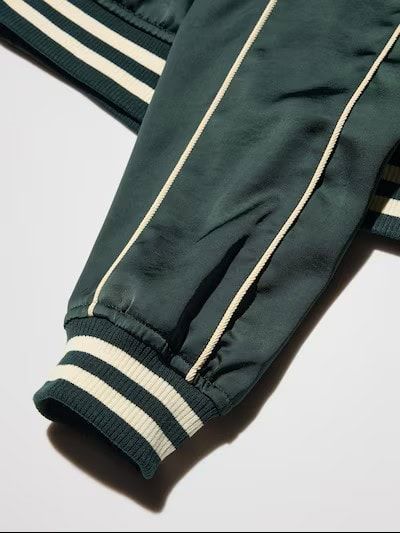 GU×UNDERCOVER サテンリブブルゾン パイピング