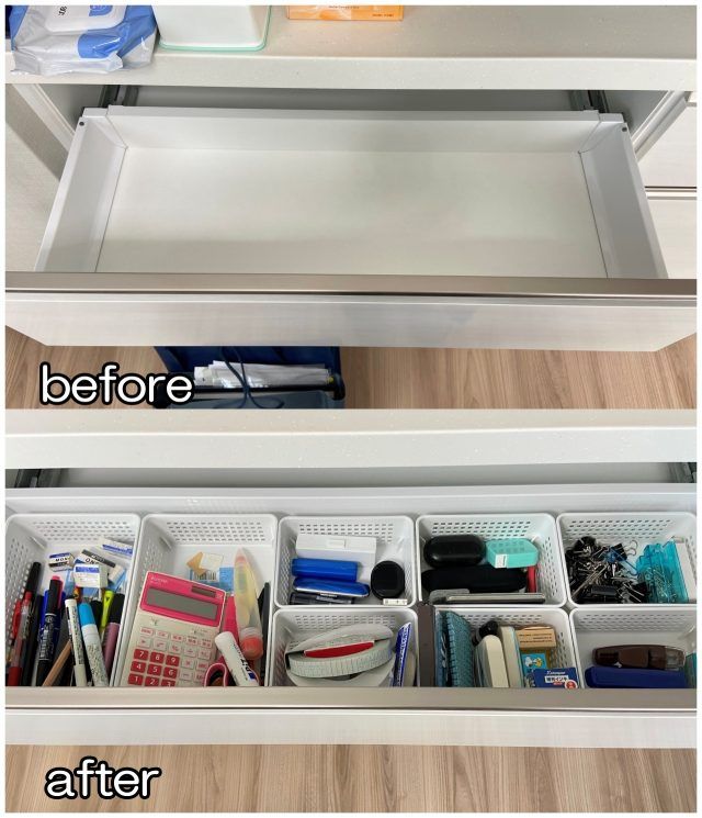 空の引き出しに片づけた後