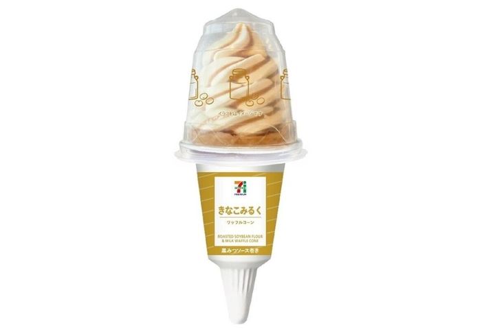 セブンイレブンのセブンプレミアム ワッフルコーン きなこみるくのパッケージ