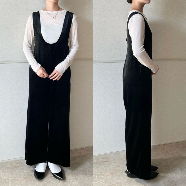 cocaベロアオールインワン Mサイズ着用シルエット