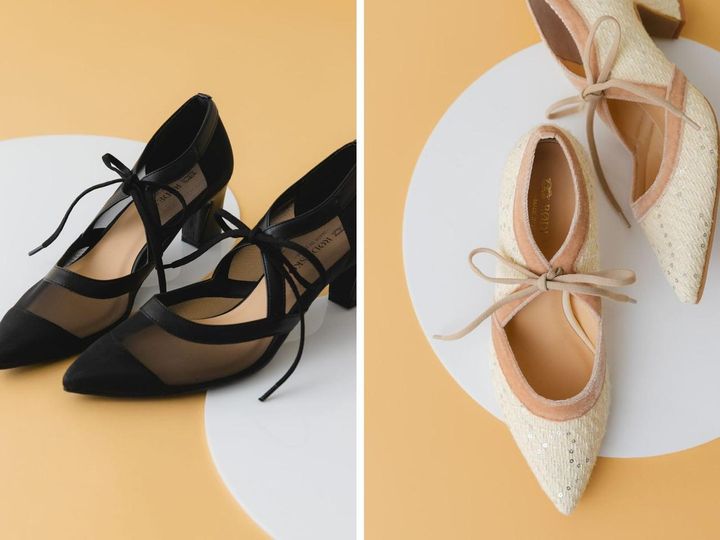 画像: 「チャンキーヒールリボンパンプス」各￥11,000 出典：ロデスコ