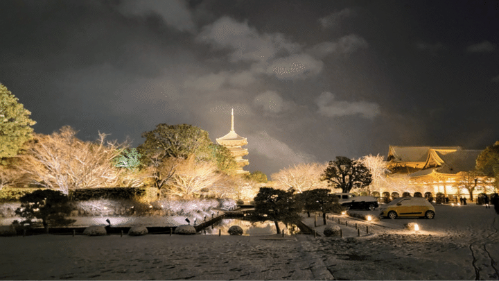 雪が降りやんだばかりの東寺境内
